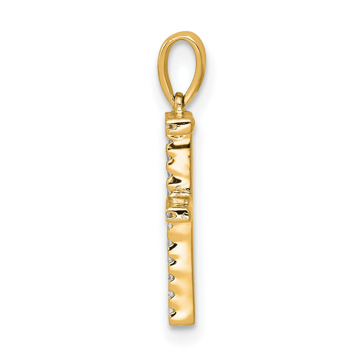 14k Yellow Gold Letter F Pendant with Pavé Cubic Zirconia, Initial Charm for Women