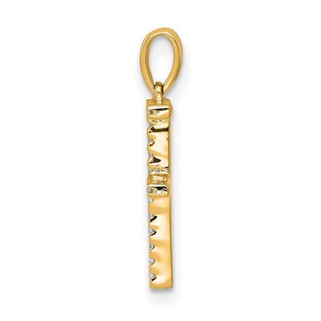 14k Yellow Gold Letter F Pendant with Pavé Cubic Zirconia, Initial Charm for Women
