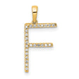 14k Yellow Gold Letter F Pendant with Pavé Cubic Zirconia, Initial Charm for Women