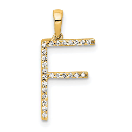 14k Yellow Gold Letter F Pendant with Pavé Cubic Zirconia, Initial Charm for Women