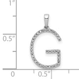 14k White Gold Diamond G Initial Pendant, Pavé Letter Charm Necklace for Women