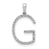 14k White Gold Diamond G Initial Pendant, Pavé Letter Charm Necklace for Women