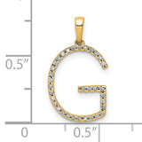 14k Yellow Gold Letter G Pendant with White Stones, Dainty Initial Charm for Women or Unisex Wear