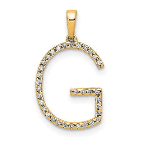 14k Yellow Gold Letter G Pendant with White Stones, Dainty Initial Charm for Women or Unisex Wear