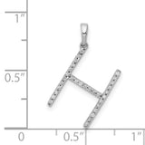14k White Gold H Initial Pendant with Diamond Accent, Alphabet Charm for Women