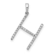 14k White Gold H Initial Pendant with Diamond Accent, Alphabet Charm for Women