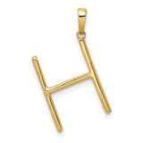 14k Yellow Gold Pendant with Diamond Accent, Uppercase Letter H Monogram Charm for Women