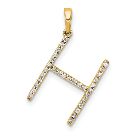 14k Yellow Gold Pendant with Diamond Accent, Uppercase Letter H Monogram Charm for Women