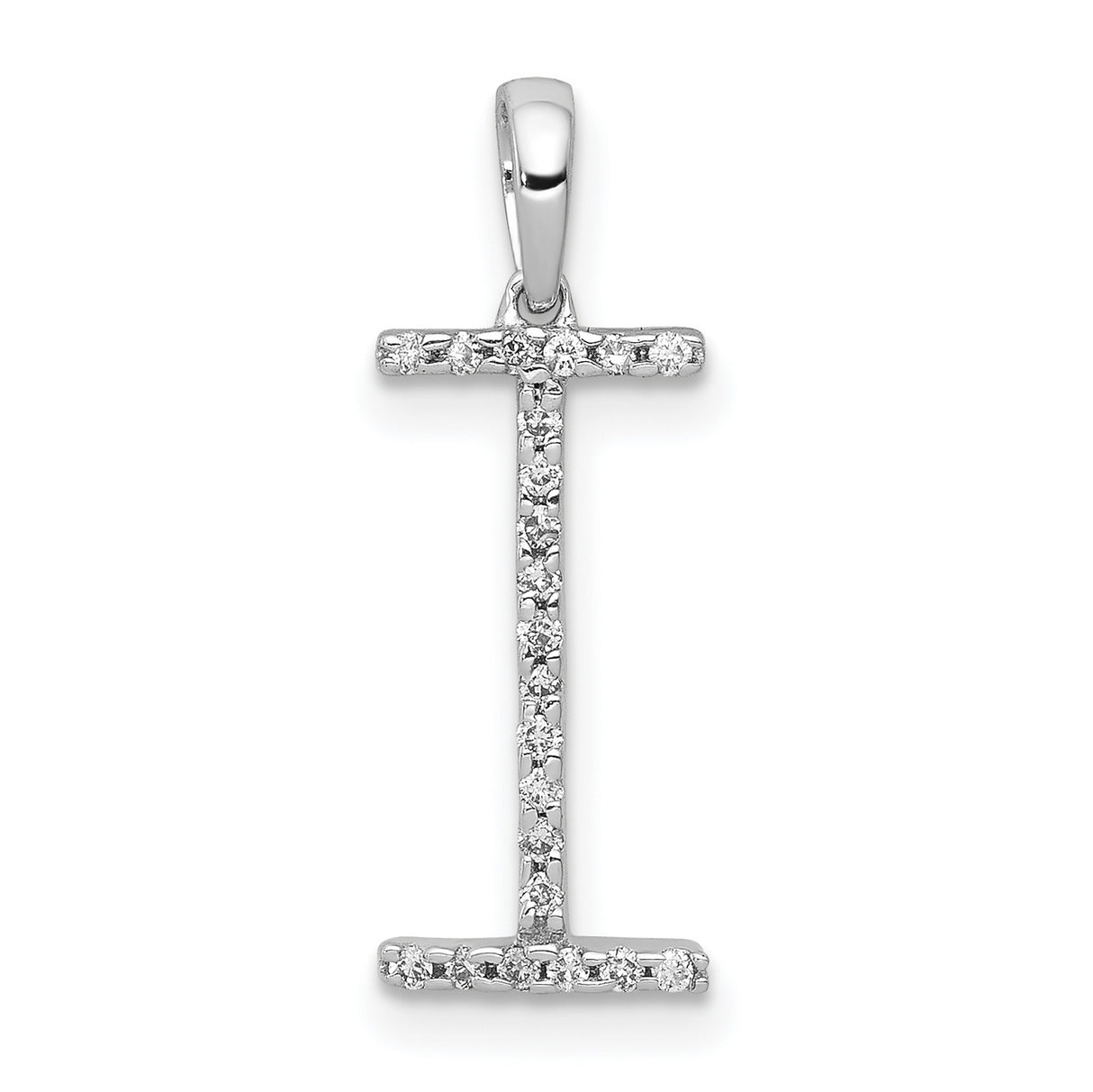 14k White Gold Diamond Initial I Pendant, Dainty Letter Charm Jewelry for Women