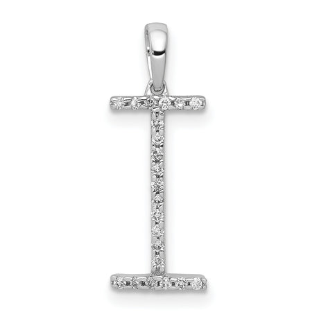 14k White Gold Diamond Initial I Pendant, Dainty Letter Charm Jewelry for Women