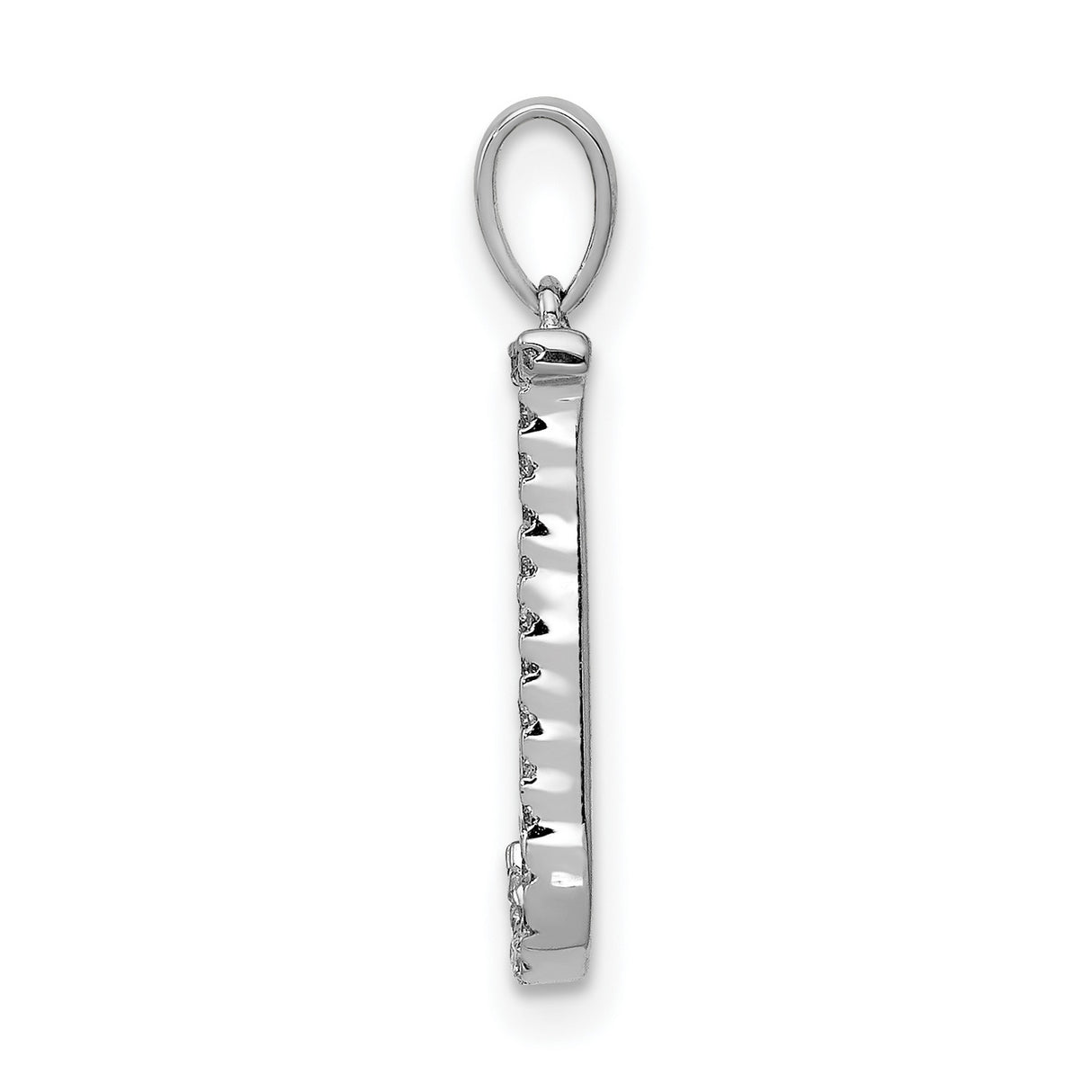 14k White Gold Initial J Pendant with Prong Set Round Diamonds, Dainty Letter Charm for Women