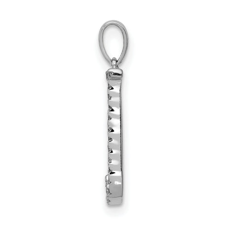 14k White Gold Initial J Pendant with Prong Set Round Diamonds, Dainty Letter Charm for Women