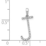 14k White Gold Initial J Pendant with Prong Set Round Diamonds, Dainty Letter Charm for Women