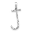 14k White Gold Initial J Pendant with Prong Set Round Diamonds, Dainty Letter Charm for Women