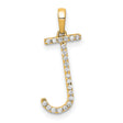 14k Yellow Gold Letter J Pendant with Round White Diamond Accents, Dainty Monogram Charm