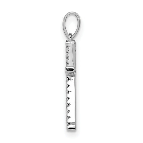 14k White Gold Letter K Pendant with Diamond Accent, Polished Finish Initial Charm