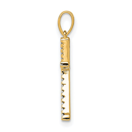 14k Yellow Gold Letter K Pendant with White Gemstones, Initial Charm for Women