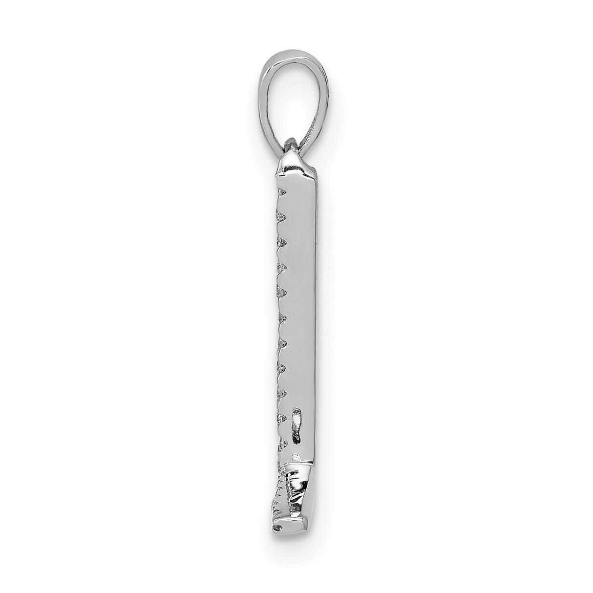 14k White Gold Initial Pendant with Diamond , Letter L Monogram Charm for Women