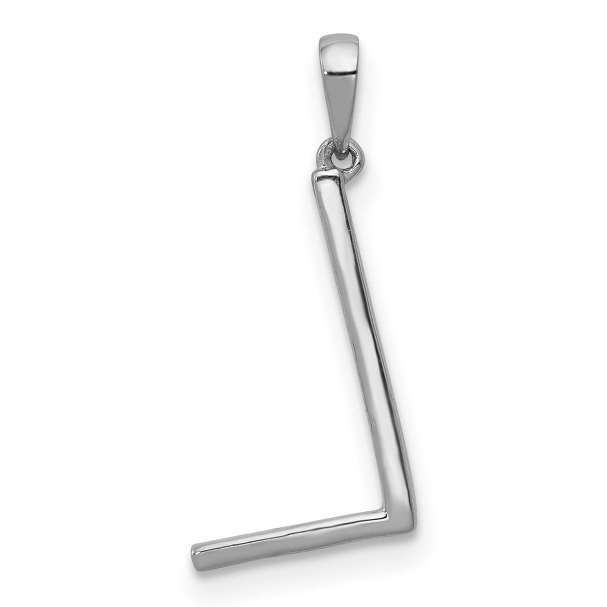 14k White Gold Initial Pendant with Diamond , Letter L Monogram Charm for Women
