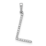 14k White Gold Initial Pendant with Diamond , Letter L Monogram Charm for Women