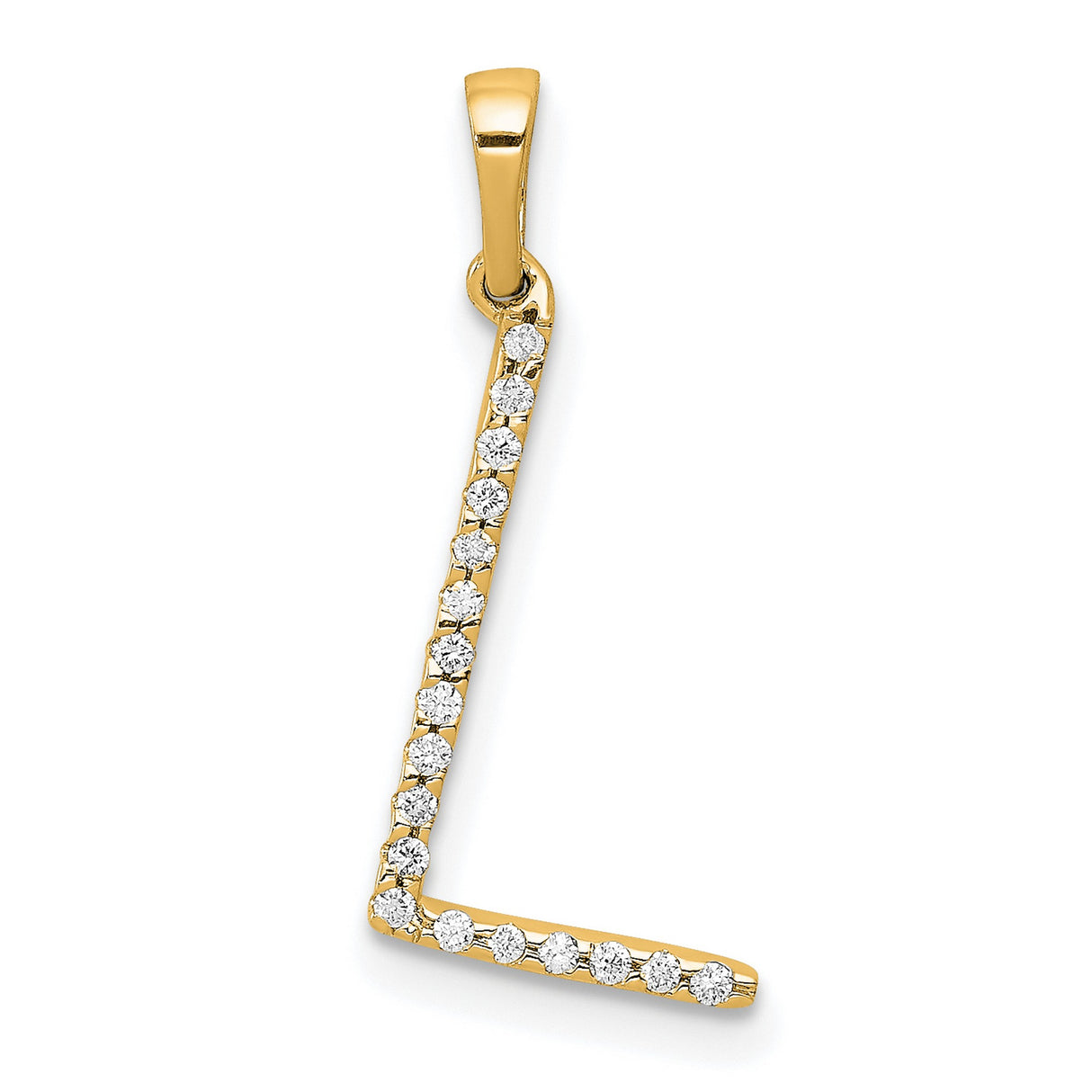 14k Yellow Gold Pendant with Diamond Accent, Script Letter L Charm for Women