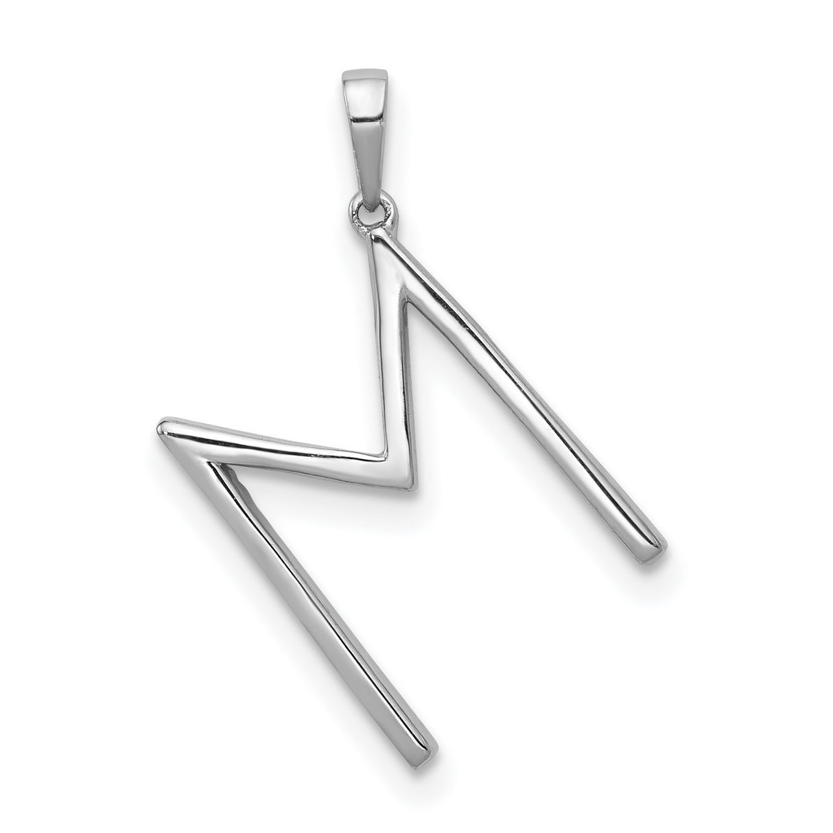 14k White Gold Diamond Lightning Bolt Pendant with Sleek Zigzag Design for Women