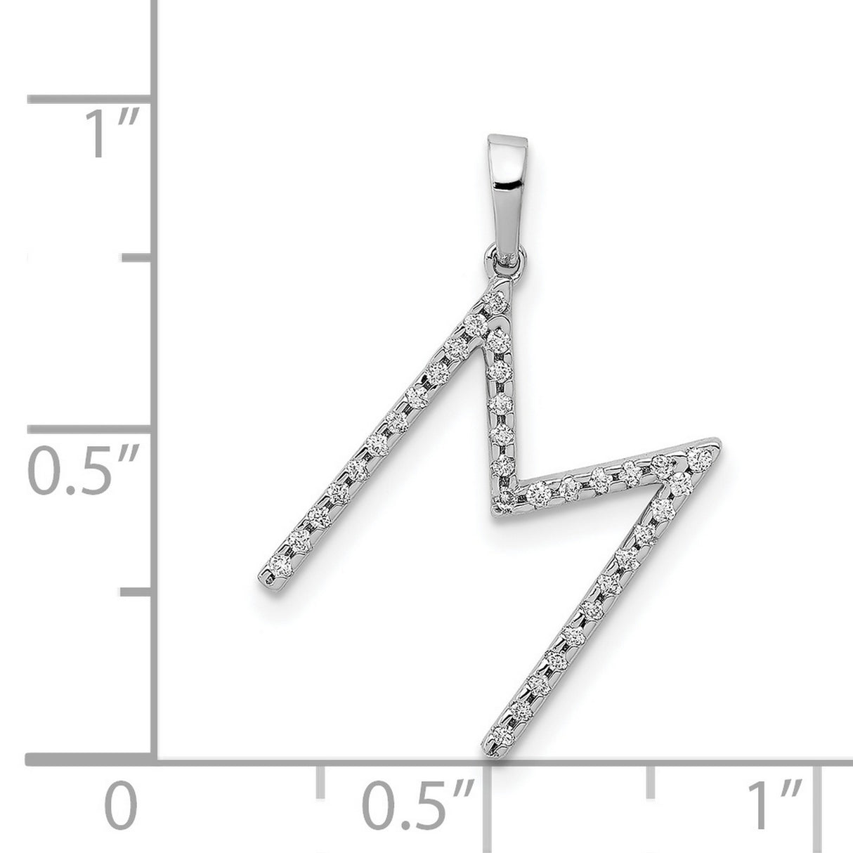 14k White Gold Diamond Lightning Bolt Pendant with Sleek Zigzag Design for Women