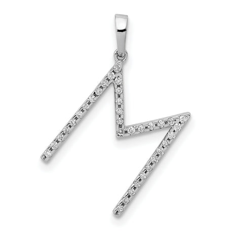 14k White Gold Diamond Lightning Bolt Pendant with Sleek Zigzag Design for Women