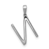 14k White Gold Diamond Letter N Pendant, Pavé Initial Charm for Women
