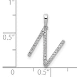 14k White Gold Diamond Letter N Pendant, Pavé Initial Charm for Women