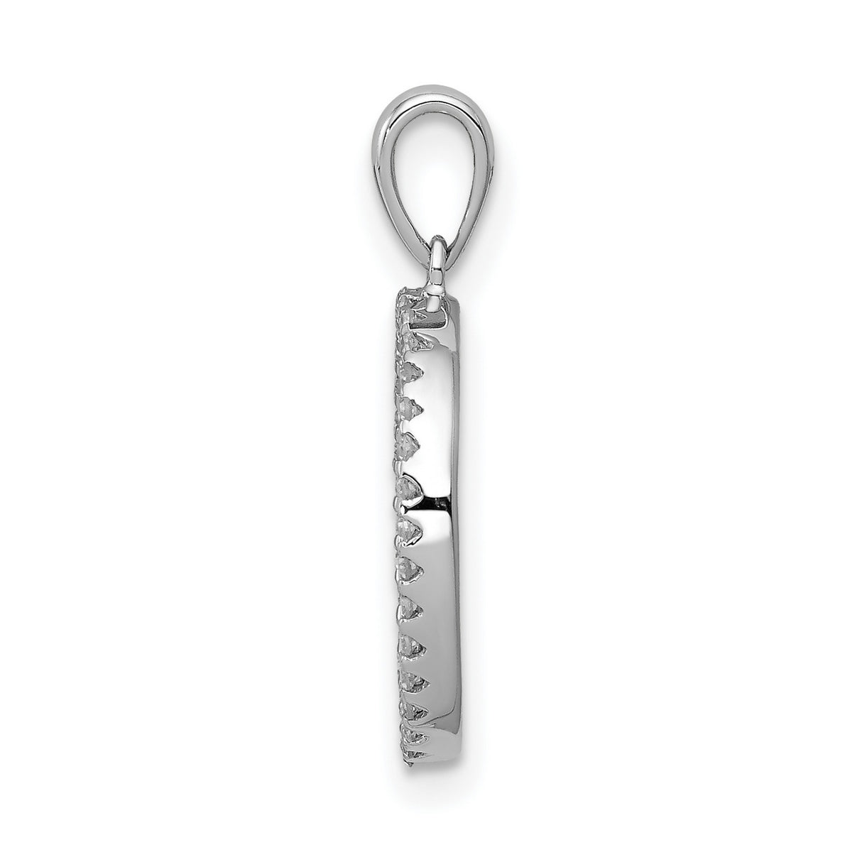 14k White Gold Oval Pendant with Round Diamonds and Open Frame Design for Women