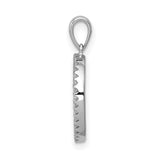 14k White Gold Oval Pendant with Round Diamonds and Open Frame Design for Women