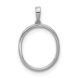 14k White Gold Oval Pendant with Round Diamonds and Open Frame Design for Women