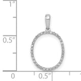 14k White Gold Oval Pendant with Round Diamonds and Open Frame Design for Women
