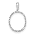 14k White Gold Oval Pendant with Round Diamonds and Open Frame Design for Women