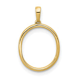 14k Yellow Gold Oval Pendant with Open Design and Sparkling White Stones for Women