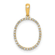 14k Yellow Gold Oval Pendant with Open Design and Sparkling White Stones for Women