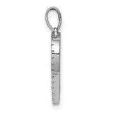 14k White Gold Initial P Pendant with Diamond Accents, Open Letter Design
