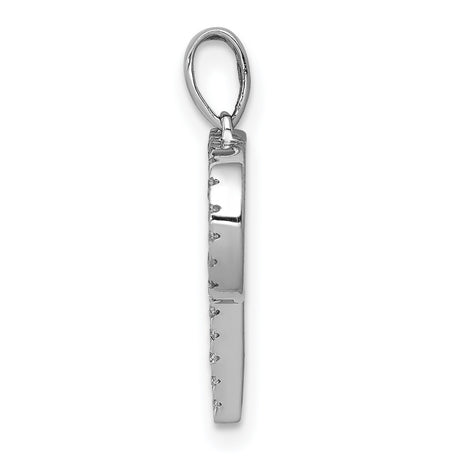 14k White Gold Initial P Pendant with Diamond Accents, Open Letter Design