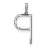 14k White Gold Initial P Pendant with Diamond Accents, Open Letter Design