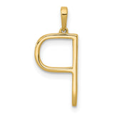 14k Yellow Gold Letter P Pendant with Pave White Stones, Bold Initial Charm for Women