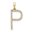 14k Yellow Gold Letter P Pendant with Pave White Stones, Bold Initial Charm for Women
