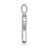 14k White Gold Letter R Pendant with Diamond Accents, Open Initial Charm for Women