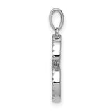 14k White Gold Diamond Letter S Pendant, Dainty Initial Charm for Women
