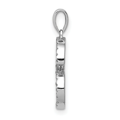 14k White Gold Diamond Letter S Pendant, Dainty Initial Charm for Women
