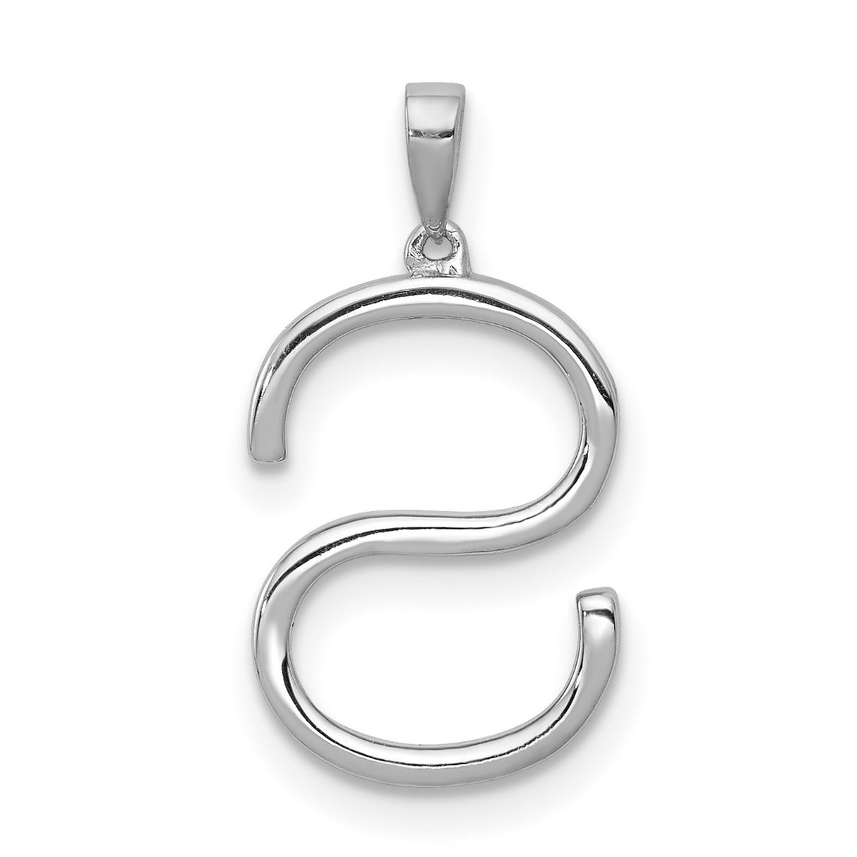 14k White Gold Diamond Letter S Pendant, Dainty Initial Charm for Women
