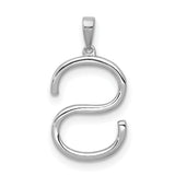 14k White Gold Diamond Letter S Pendant, Dainty Initial Charm for Women