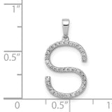 14k White Gold Diamond Letter S Pendant, Dainty Initial Charm for Women