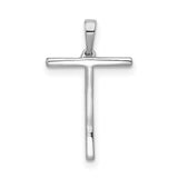 14k White Gold Cross Pendant with Round Cut Diamonds, Classic Christian Symbol
