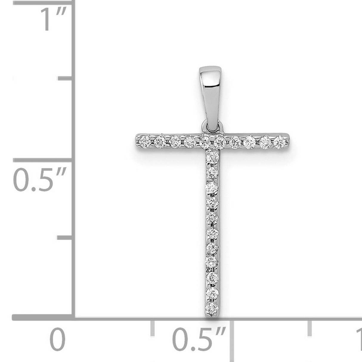 14k White Gold Cross Pendant with Round Cut Diamonds, Classic Christian Symbol